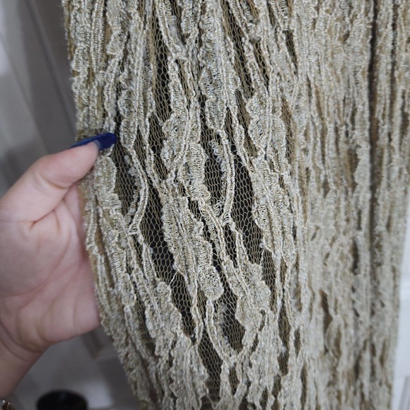 Free People Maxi Dress Blackened Crushed Gold Lace Embroidered Beaded RARE! - Picture 12 of 16